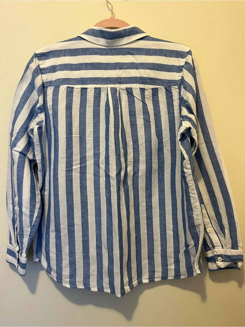 J.Crew Blue & White Striped Linen Blend Button-Up Shirt Size Medium